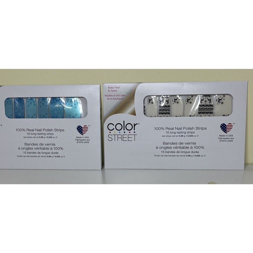 2 Color Street Nail Polish Strips Cold Front & A Dashing Time Reindeer NEW